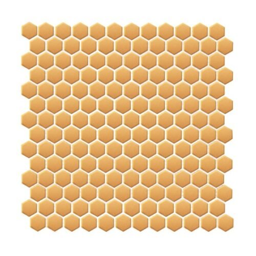Mosaïque hexagonale or mat en grès cérame pour mur et sol