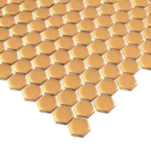 Mosaïque hexagonale or mat en grès cérame pour mur et sol