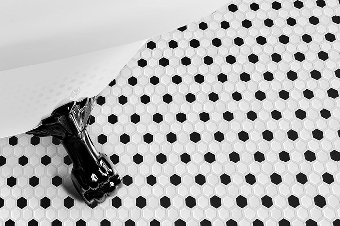 Mosaïque Mini Hexagone B&W Mix Premium mat — vue ambiance