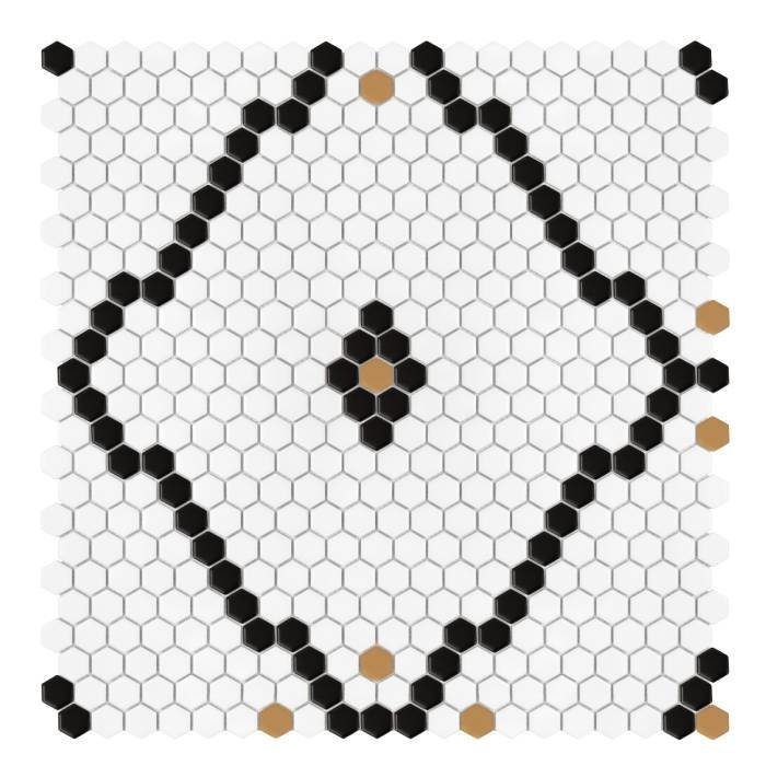 Carrelage Mini Hexagone Rombdance Noir mat