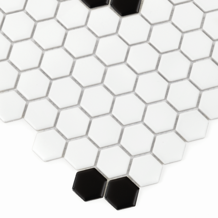 Carrelage Mini Hexagone Rombdance Noir mat — vue ambiance
