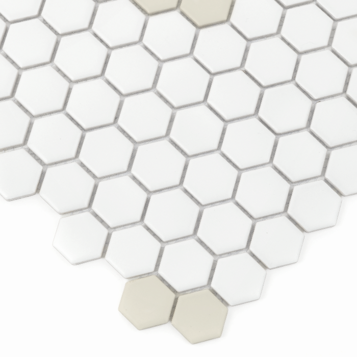 Carrelage Grès Cérame Hexagonal Mini Hexagone Rombdance Coton Mat — vue ambiance
