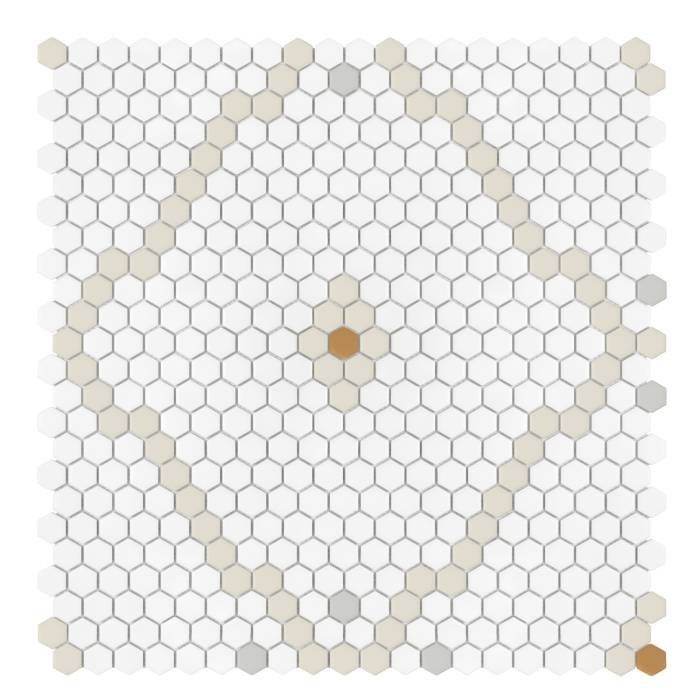 Carrelage Grès Cérame Hexagonal Mini Hexagone Rombdance Coton Mat