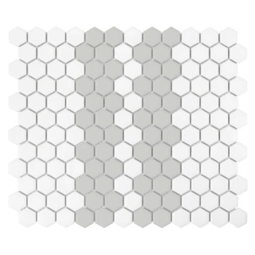 Carrelage hexagonal mat blanc beige avec finition rayures