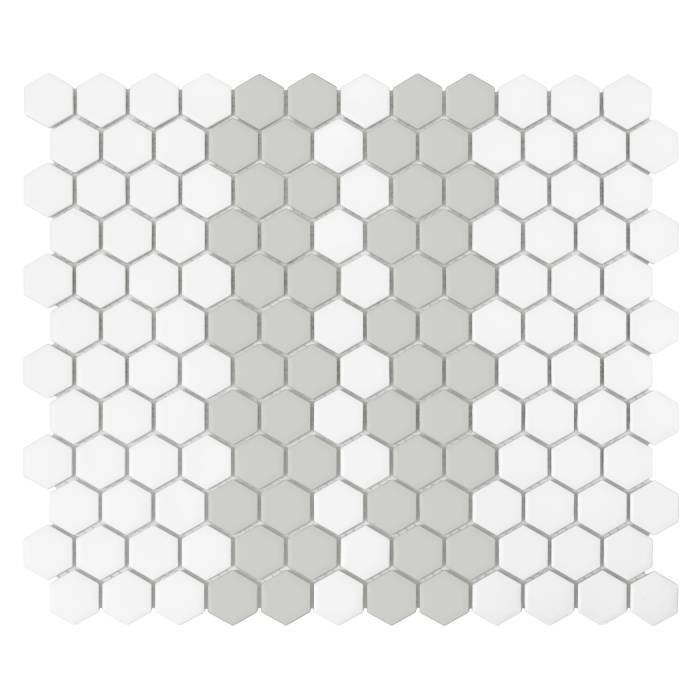 Carrelage hexagonal Mini rayures 2.1.A mat Blanc Beige