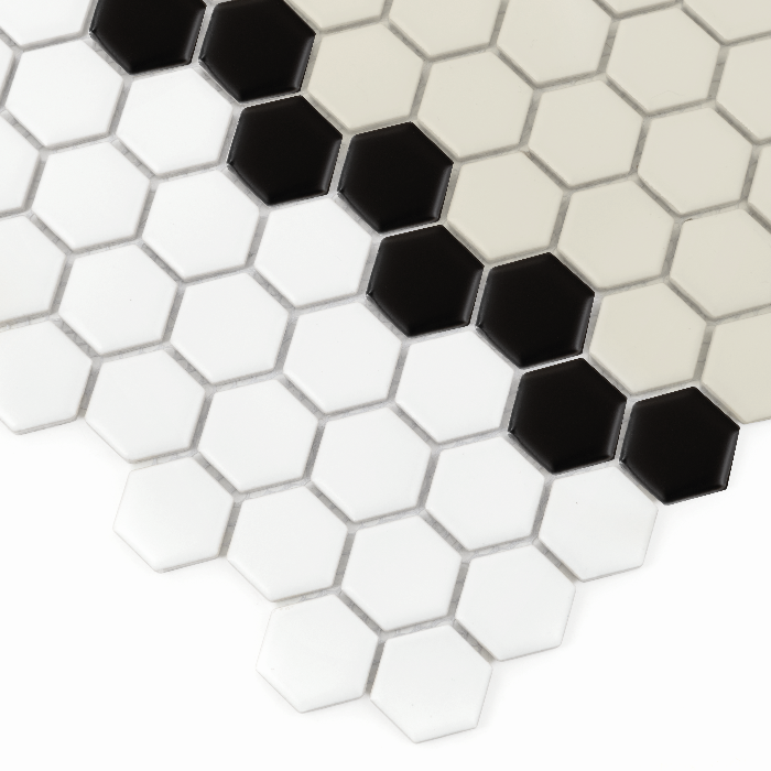 Carrelage hexagonal Mini rayures hexagonales 3.1.B mat — vue ambiance