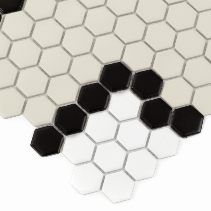 Carrelage hexagonal Mini rayures 3.2.B mat — vue ambiance
