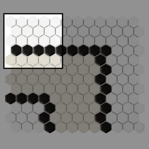 Échantillon mosaïque hexagonale matt STRIPE 3.2.B pour mur