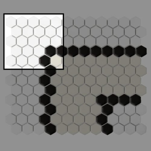 Échantillon mosaïque hexagonale matt Stripe 3.3.B pour mur