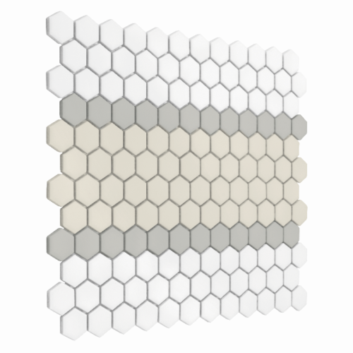 Carrelage hexagonal mat 3.A avec finition rayures discrètes