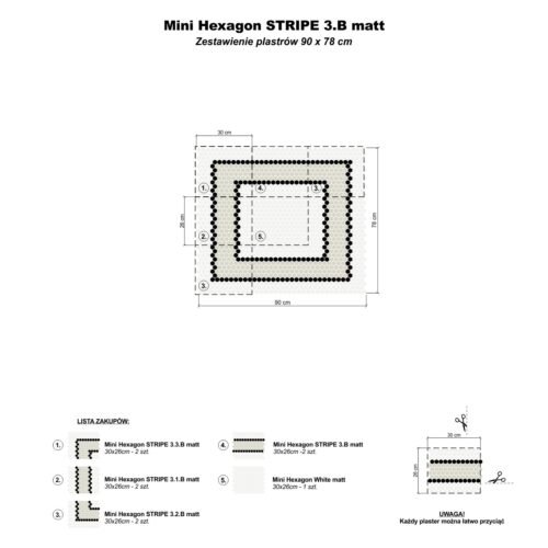 Carrelage hexagonal mini rayures mate 23x26 mm blanc beige noir