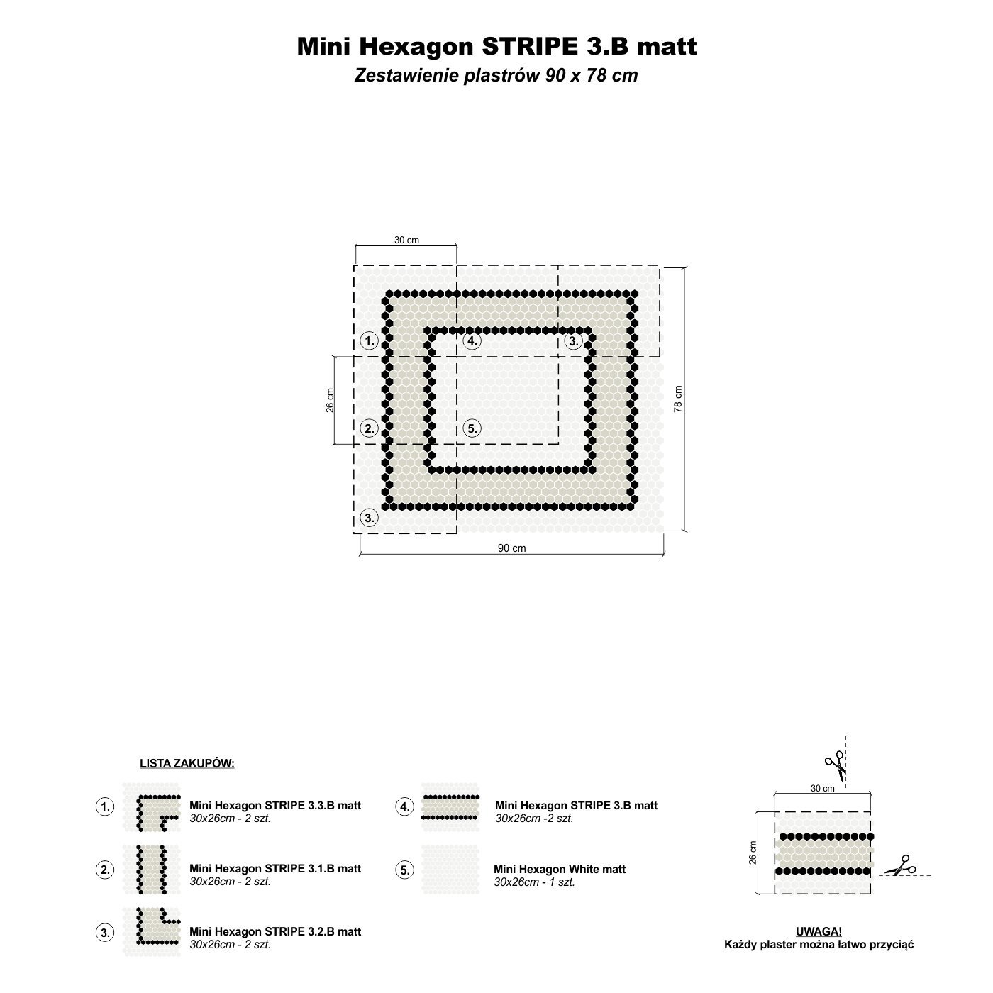 Carrelage hexagonal Mini rayures 3.B mate — vue ambiance
