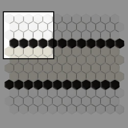 Échantillon mosaïque hexagonale STRIPE 3.B mat pour carrelage mural