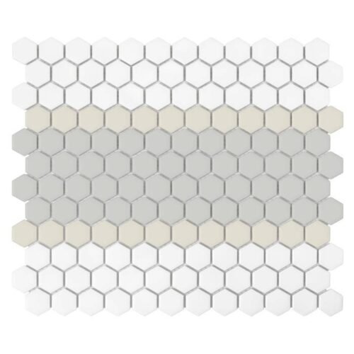 Carrelage hexagonal mini rayures 3.C mate blanc beige gris