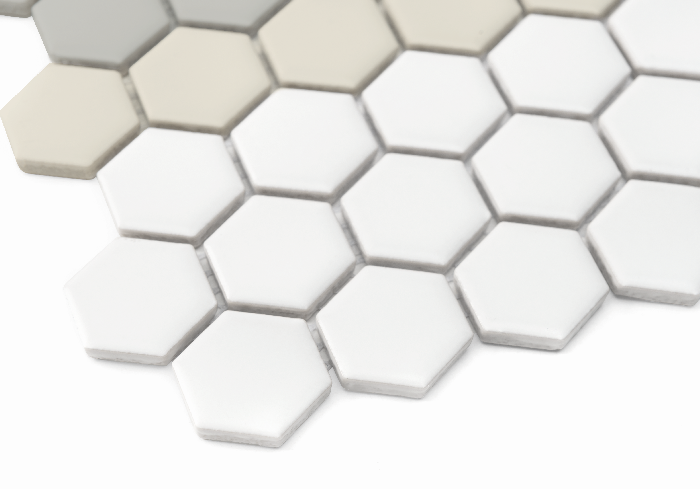 Carrelage hexagonal mini rayures 3.C mate — vue ambiance