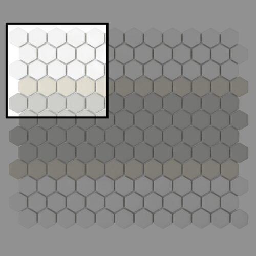 Échantillon mosaïque hexagonale STRIPE 3.C mat pour décoration murale