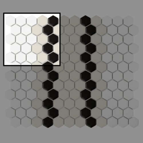 Échantillon mosaïque hexagonale STRIPE 5.1.C mat pour mur