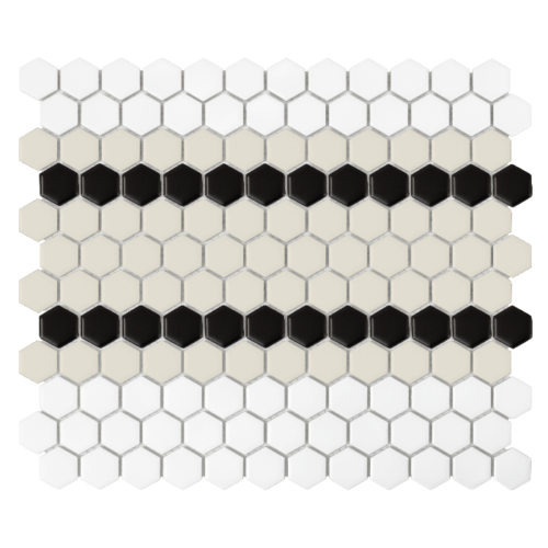 Carrelage hexagonal rayures 5.C mat, finition mate, teintes neutres