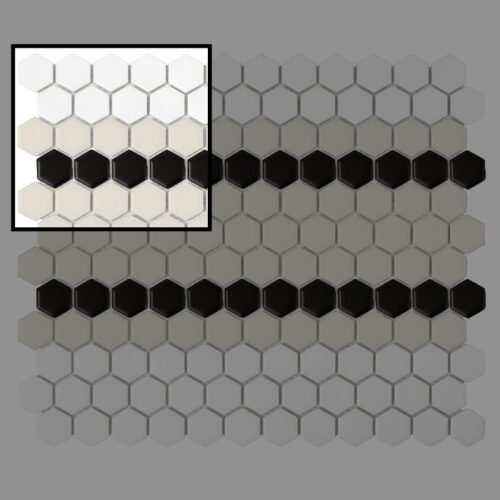 Échantillon mini hexagone Stripe 5.C mat en mosaïque décorative