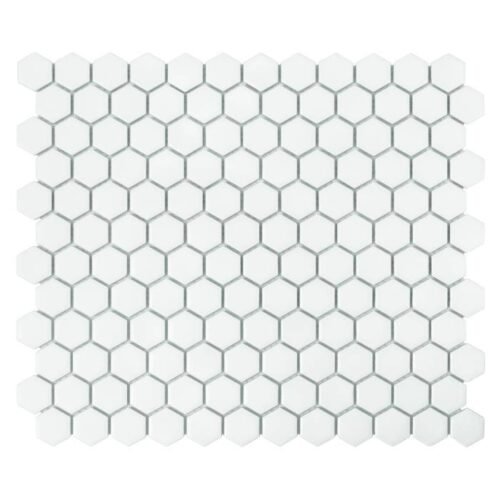 Carrelage hexagonal blanc mat en grès cérame pour murs et sols