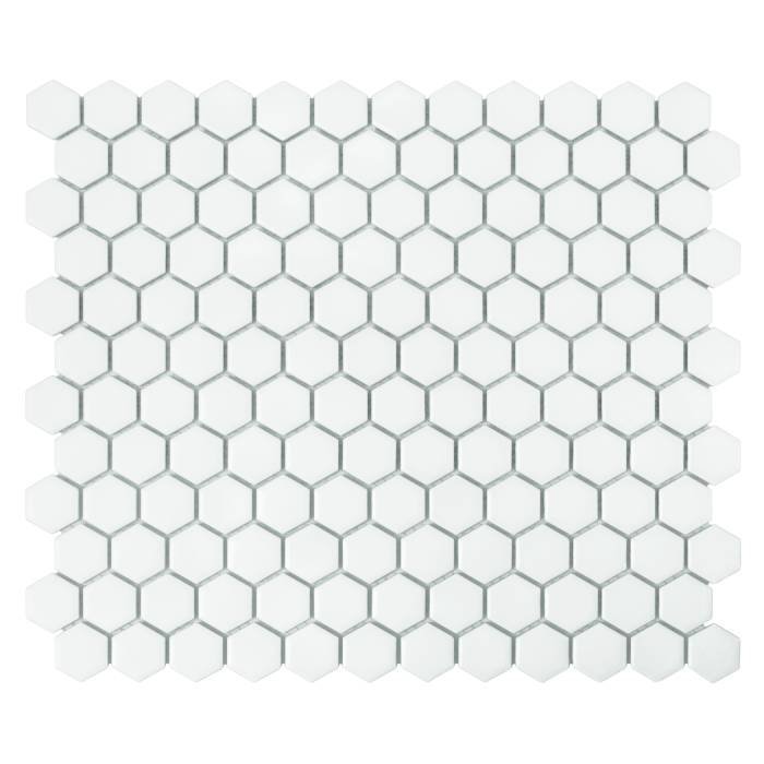 Carrelage Mini hexagone blanc mat