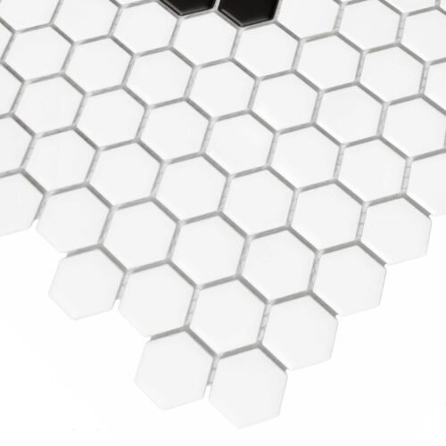 Carrelage hexagonal mini mère noir mat en grès cérame