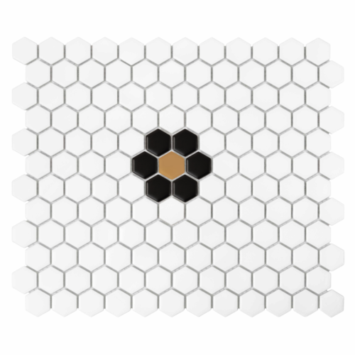 Carrelage hexagone mini mère noir mat en grès cérame