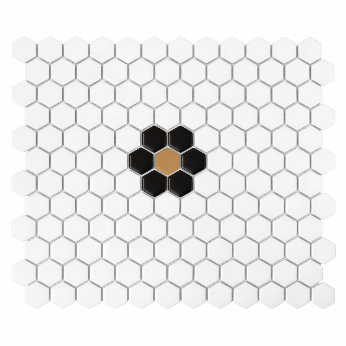 Carrelage Mini Hexagone Marguerite Noir mat