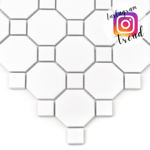 Mosaïque mini octagon blanc mat 55 pièces grès cérame