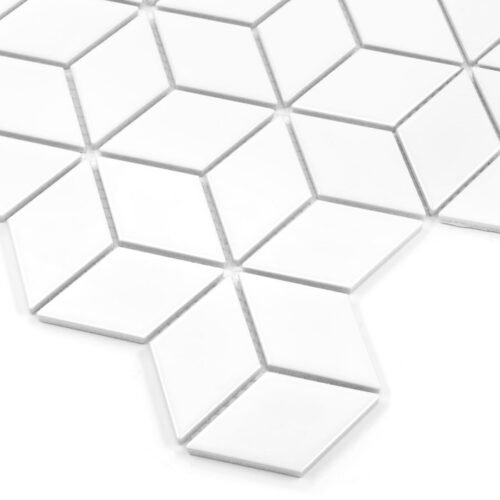 Carreau mural Mini Rombic 48 en grès cérame blanc brillant