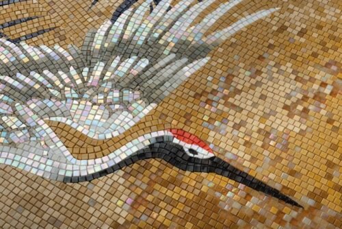 Carrelage mural grues en verre brillant 110×220 cm