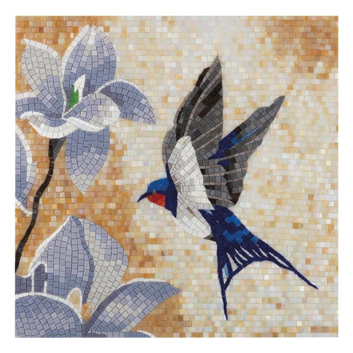 Mosaïque Hirondelle 58×58 cm