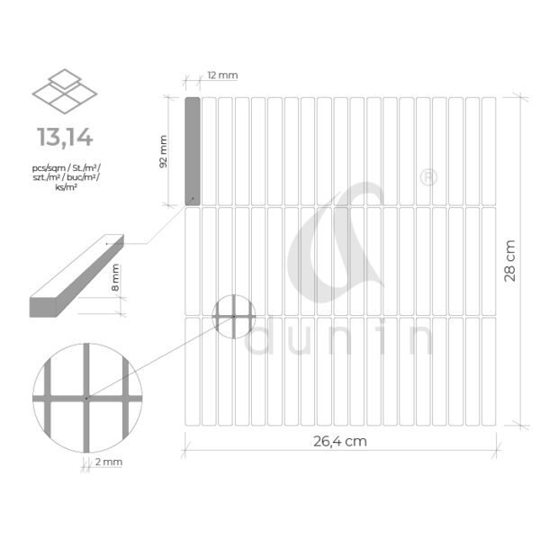 Mosaïque rectangulaire Camden blanc en porcelaine pour carrelage mural