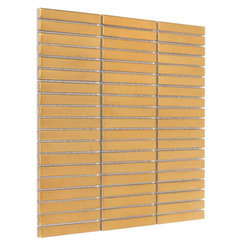 Carrelage mural Mr Twig Gold mat en grès cérame, finition or mat, motif rectangulaire calibré