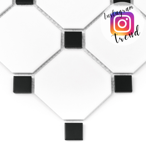 Mosaïque octogonale blanc mat 95 mm en grès cérame