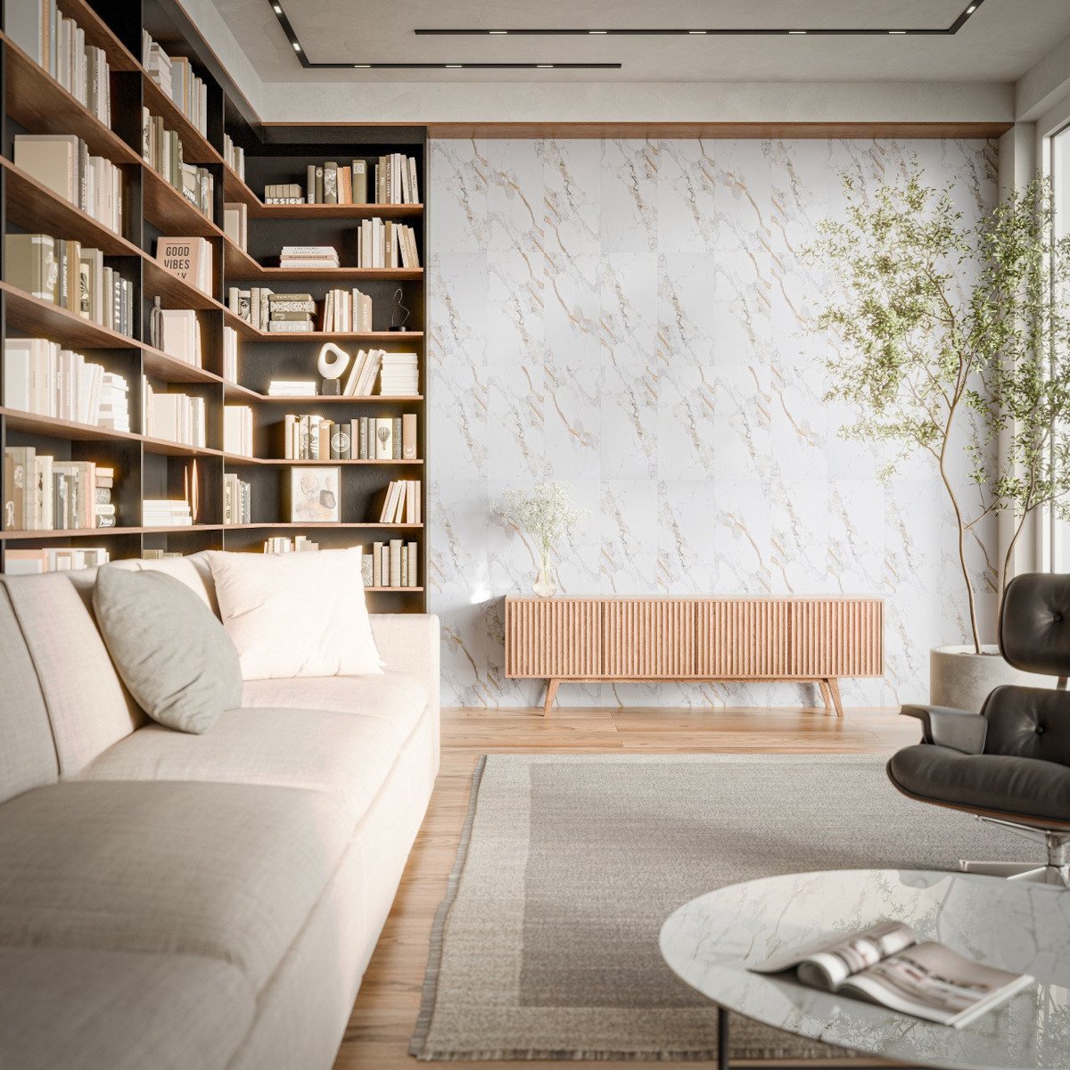 Lot de 240 carreaux décoratifs auto-adhésifs PS-008 couvrant 43,2 m²- marbre blanc doré/gris
