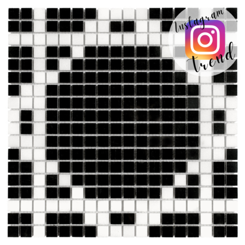 Mosaïque en marbre naturel noir et blanc poli 15x15 mm