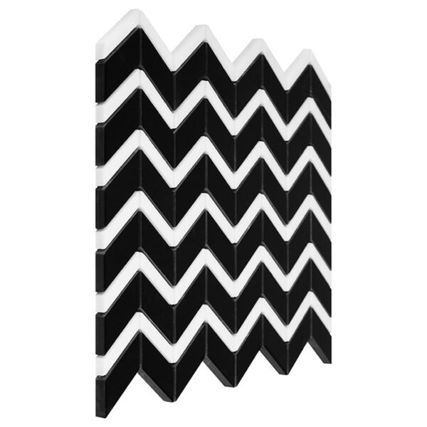 Mosaïque en marbre naturel noir et blanc motif chevron