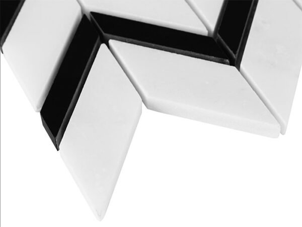 Mosaïque en marbre naturel blanc pur au motif chevron