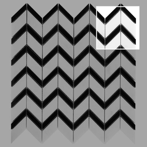 Mosaïque Pure White Chevron pour carrelage mural décoratif