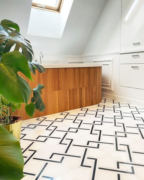 Mosaïque Quadron blanc pur en marbre de Carrare poli