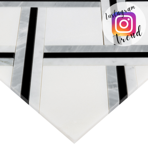 Mosaïque en marbre de Carrare blanc pur Quadron