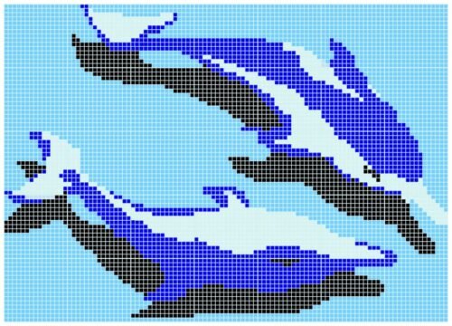 Mosaïque en verre de quartz Dauphins Q pour piscines et salles de bains