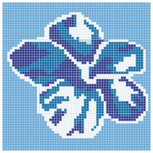 Mosaïque en verre quartz blanc et bleu Hibiscus Q