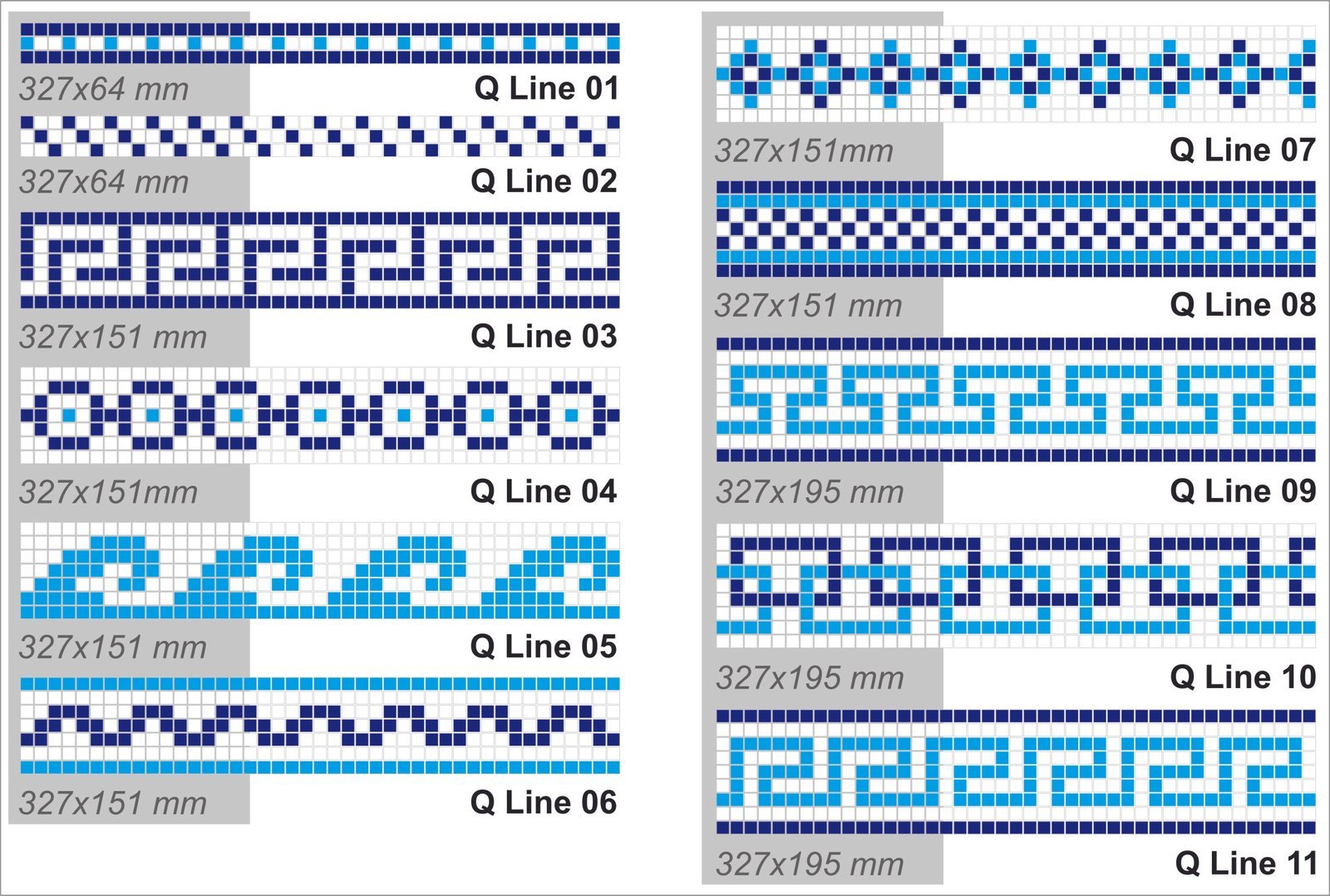 Mosaïque Ligne Q 07 Blanc Bleu — vue ambiance