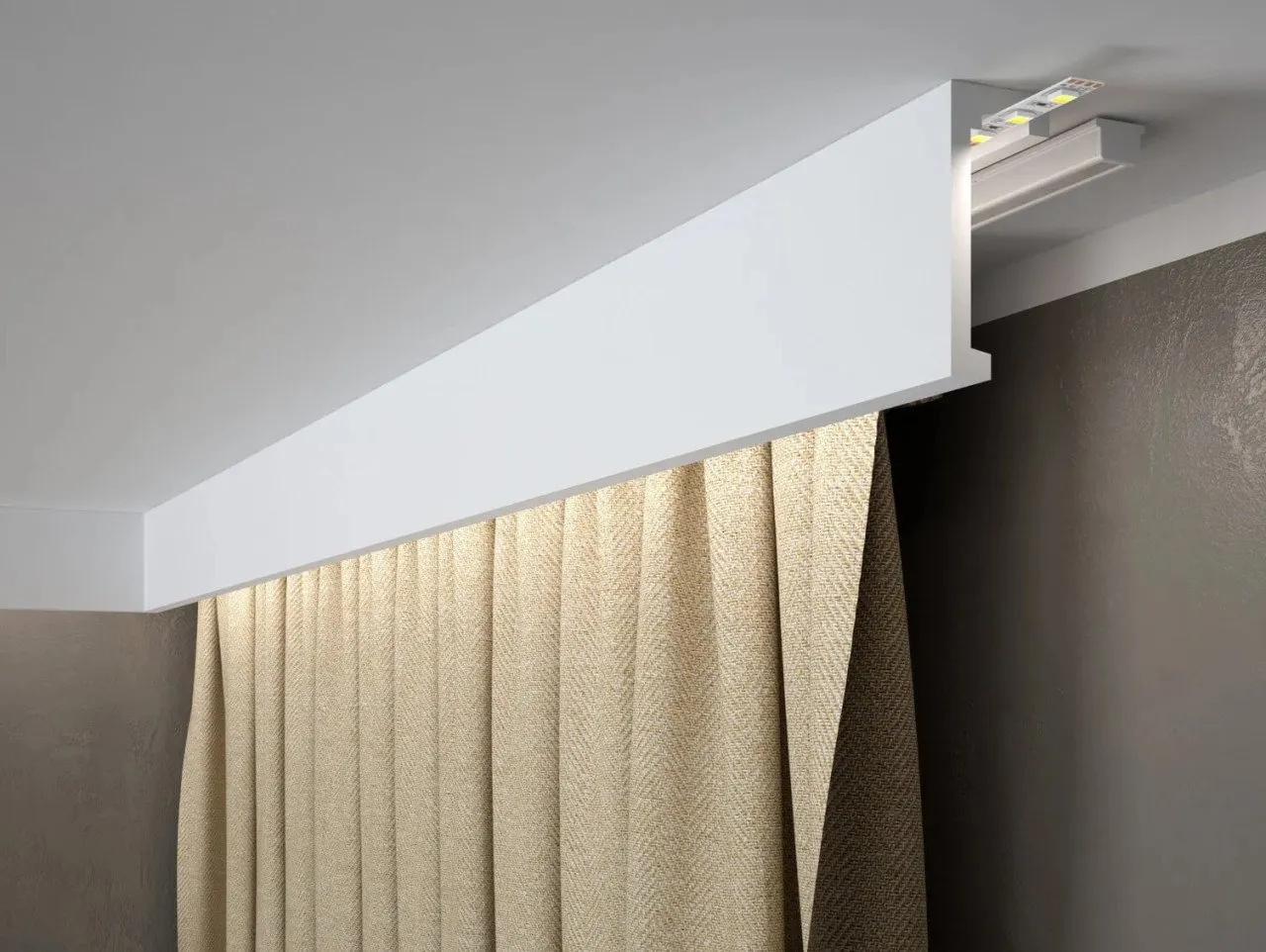 Cache Tringle à Rideau  QL026T 200cm Blanc Mate