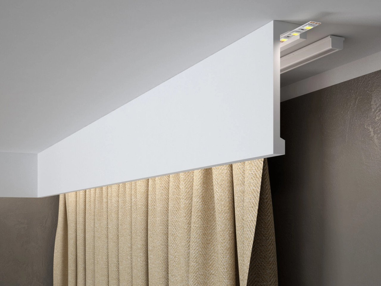 Cache Tringle à Rideau QL036T 200cm Blanc Mate