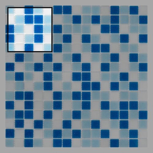 Échantillon QMX Blue, mosaïque décorative murale bleue