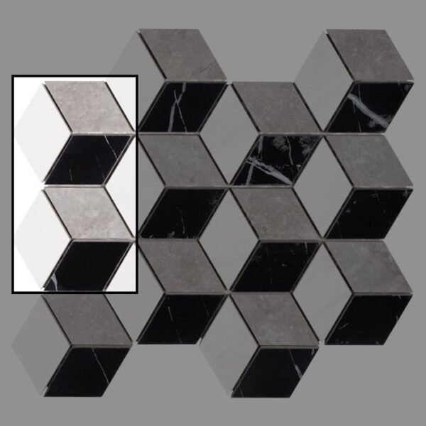 Échantillon Rosell Carrara GP en mosaïque de marbre blanc