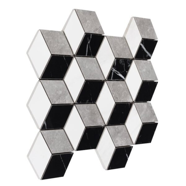 Carrelette Rosell Carrara GP en grès cérame effet marbre noir et blanc